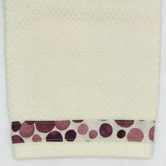 Hanging Kitchen Towel: Faded Plum Purple Dots Topper, Button Closure - Picture 4 of 5